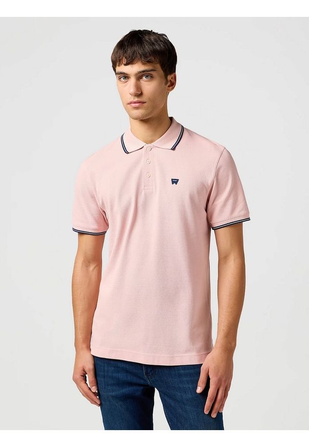 Wrangler - MESKA KOSZULKA WRANGLER POLO SHIRT SILVER PINK 112362688. Typ kołnierza: polo