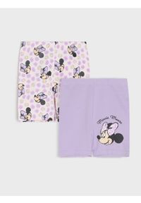 Sinsay - Krótkie legginsy 2 pack Minnie Mouse - fioletowy. Kolor: fioletowy. Długość: krótkie. Wzór: motyw z bajki