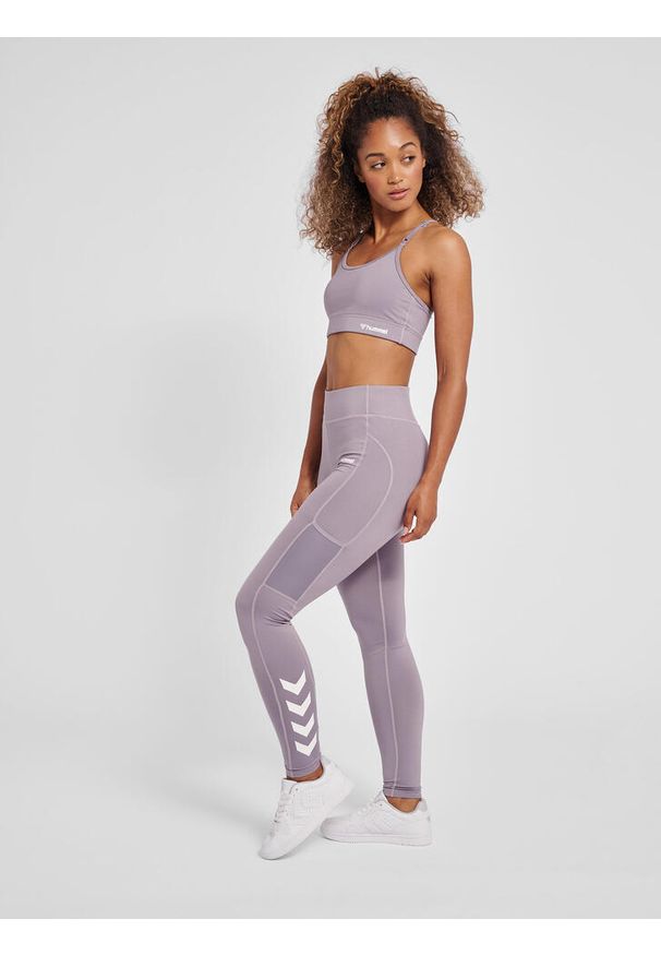 Damskie legginsy mid-rise Hummel MT Chipo. Kolor: fioletowy, niebieski, wielokolorowy. Sport: fitness