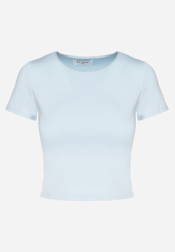 Born2be - Jasnoniebieski T-shirt Krótki z Wiskozą Eframera. Okazja: na co dzień. Kolor: niebieski. Materiał: wiskoza. Długość: krótkie. Styl: klasyczny, elegancki, casual