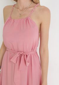 Born2be - Różowa Rozkloszowana Sukienka Maxi na Ramiączkach Awlia. Kolor: różowy. Długość rękawa: na ramiączkach. Sezon: lato. Długość: maxi #6