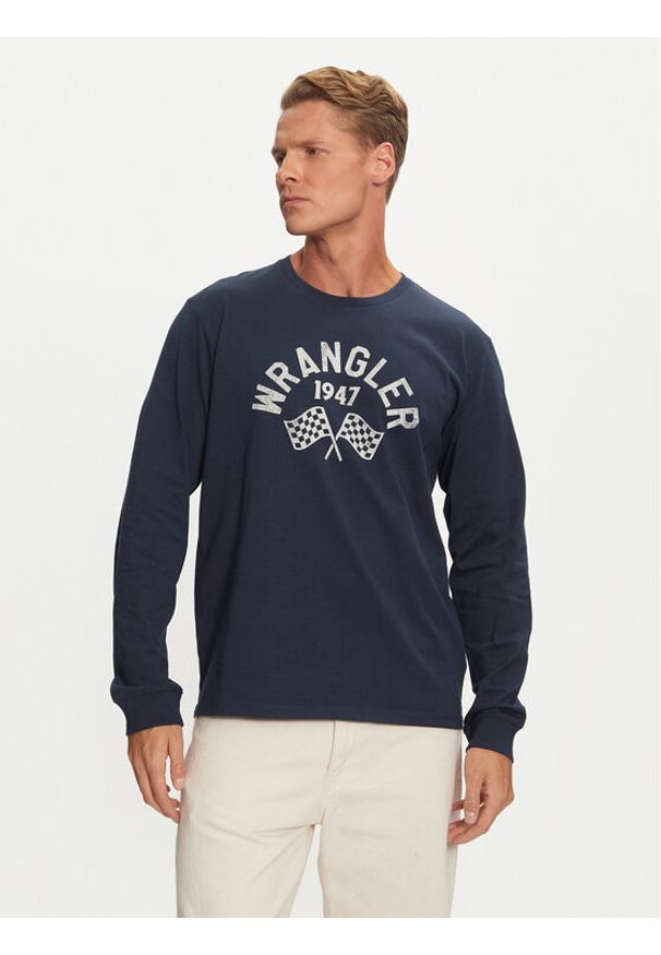 Wrangler Longsleeve 112357447 Niebieski Regular Fit. Kolor: niebieski. Materiał: bawełna. Długość rękawa: długi rękaw