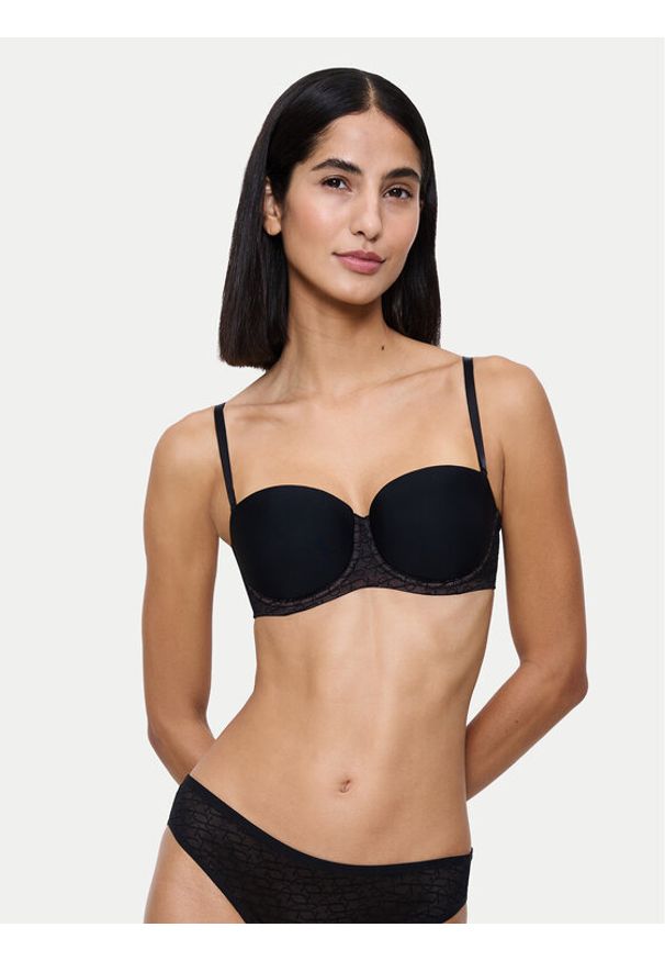 Triumph Biustonosz bardotka Signature Sheer 10224861 Czarny. Kolor: czarny. Materiał: syntetyk