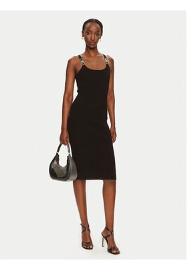 MICHAEL Michael Kors Sukienka dzianinowa MT482IL33D Czarny Slim Fit. Kolor: czarny. Materiał: wiskoza