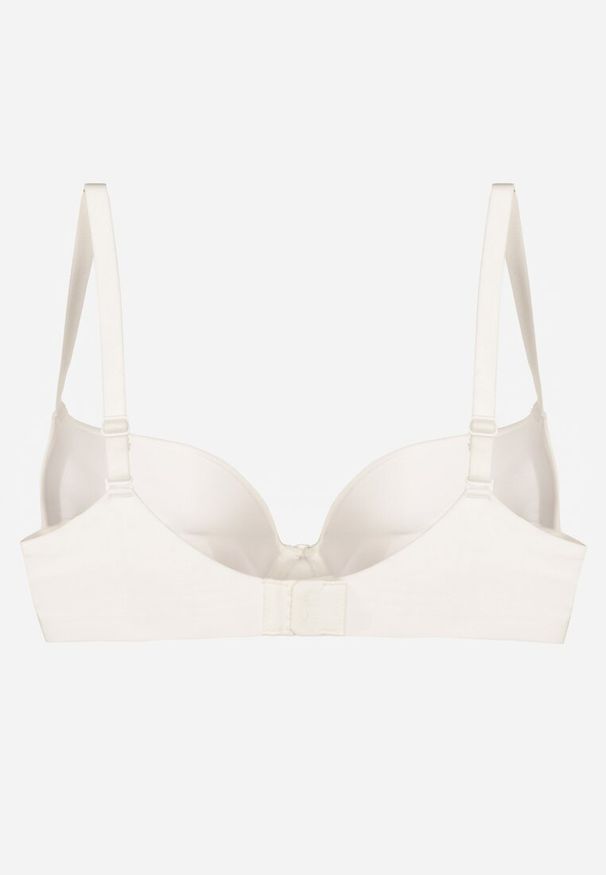 Renee - Biały Gładki Biustonosz z Efektem Push-up Theisithea. Kolor: biały. Materiał: jeans. Rodzaj stanika: push-up. Wzór: gładki