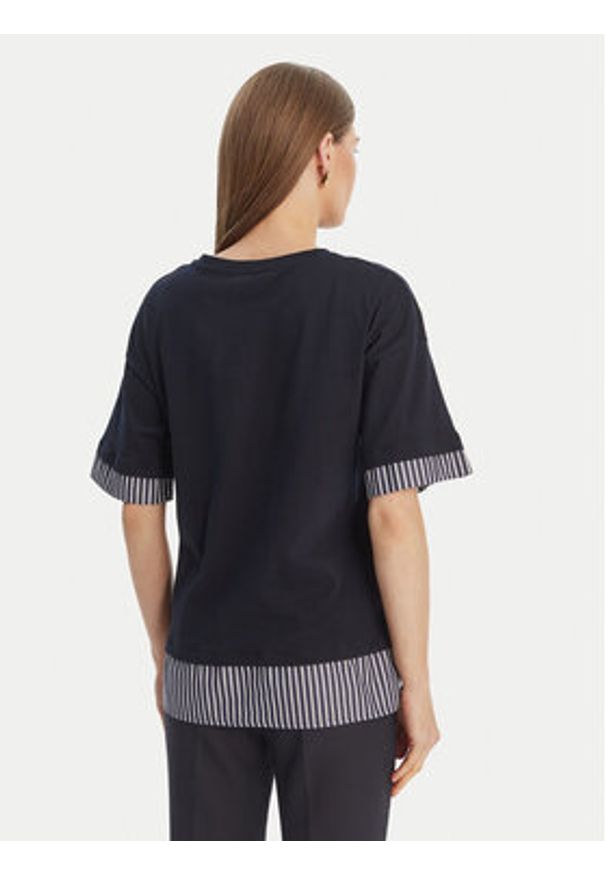 Luisa Spagnoli T-Shirt Baiadera 543155 Granatowy Regular Fit. Kolor: niebieski. Materiał: bawełna