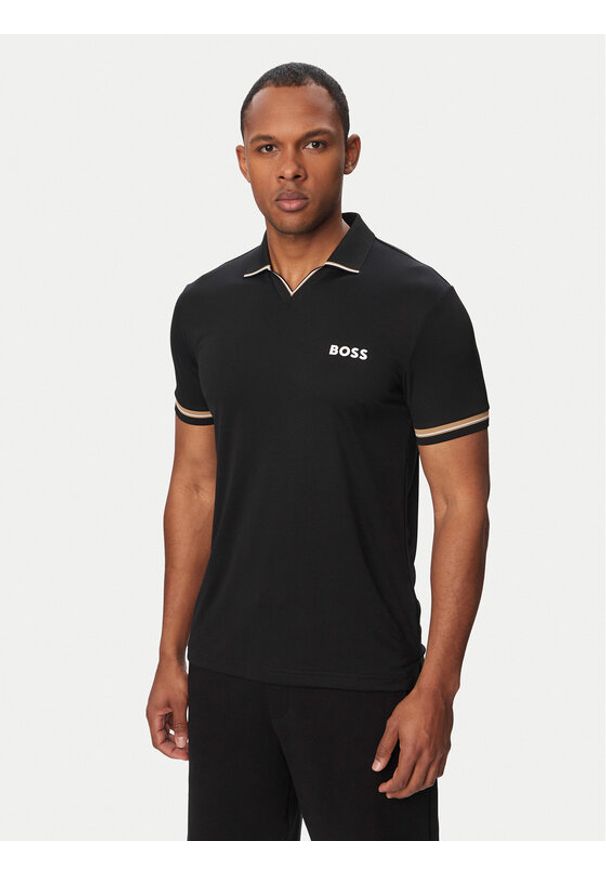 BOSS Polo Serve 50559200 Czarny Regular Fit. Typ kołnierza: polo. Kolor: czarny. Materiał: syntetyk