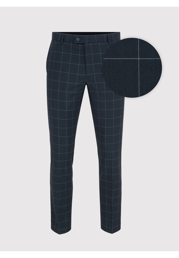 Pako Lorente - PAKO LORENTE – Granatowe garniturowe spodnie męskie. Kolor: niebieski. Materiał: poliester, elastan, wiskoza