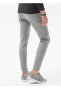 Ombre Clothing - Spodnie męskie jeansowe bez przetarć SLIM FIT - szare V1 OM-PADP-0148 - XXL. Okazja: na co dzień. Kolor: szary. Materiał: jeans. Wzór: gładki. Styl: casual, elegancki, sportowy #5