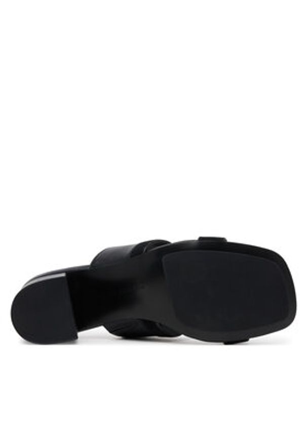 TOMMY HILFIGER - Tommy Hilfiger Klapki Leather & Suede Block Heel Mule FW0FW08530 Czarny. Kolor: czarny. Materiał: zamsz, skóra