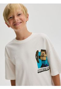 Reserved - Bawełniany t-shirt Minecraft - złamana biel. Materiał: bawełna