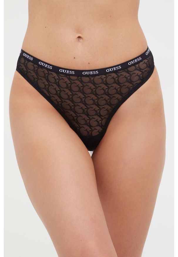 Guess figi kolor czarny z koronki. Kolor: czarny. Materiał: koronka. Wzór: koronka