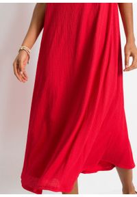 Sukienka oversize z krepy bonprix truskawkowy. Kolor: czerwony. Długość rękawa: na ramiączkach. Typ sukienki: oversize #3