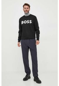 BOSS bluza bawełniana męska kolor czarny z nadrukiem. Kolor: czarny. Materiał: bawełna. Wzór: nadruk. Styl: klasyczny #5