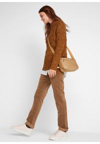 bonprix - Spodnie sztruksowe. Stan: obniżony. Kolor: brązowy. Materiał: sztruks #3