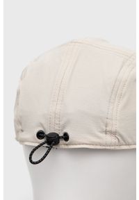 Jack Wolfskin czapka kolor beżowy z nadrukiem. Kolor: beżowy. Materiał: skóra, materiał. Wzór: nadruk
