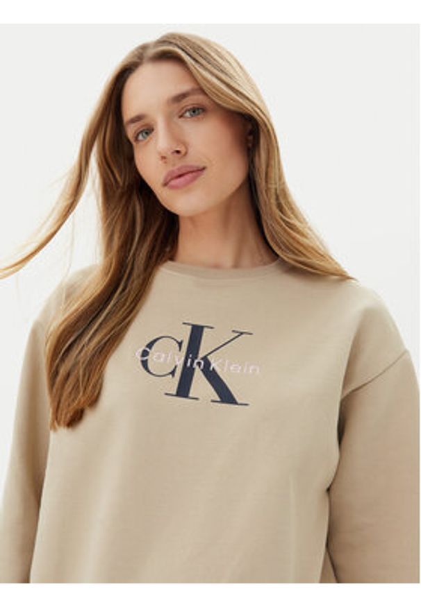 Calvin Klein Jeans Bluza LV047B234G Beżowy Relaxed Fit. Kolor: beżowy. Materiał: bawełna