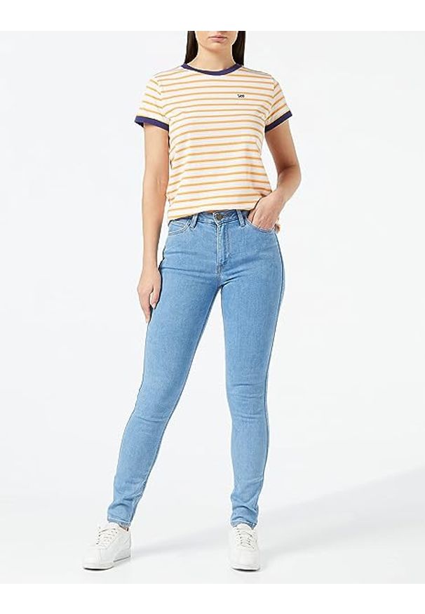 Lee - LEE STRIPE TEE RELAXED FIT MĘSKI T-SHIRT KOSZULKA RIDIANT YELLOW L43LAZLG 112109678