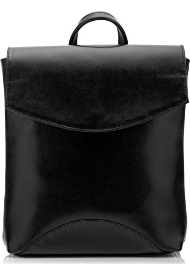 Belveder Plecak skórzany damski czarny Telimene PK21. Kolor: czarny. Materiał: skóra