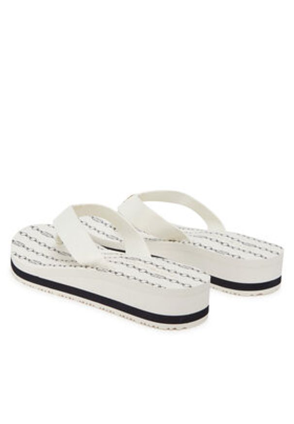 TOMMY HILFIGER - Tommy Hilfiger Japonki Im Th Chainprint Midwedge Sandal FW0FW08527 Biały. Kolor: biały. Materiał: materiał