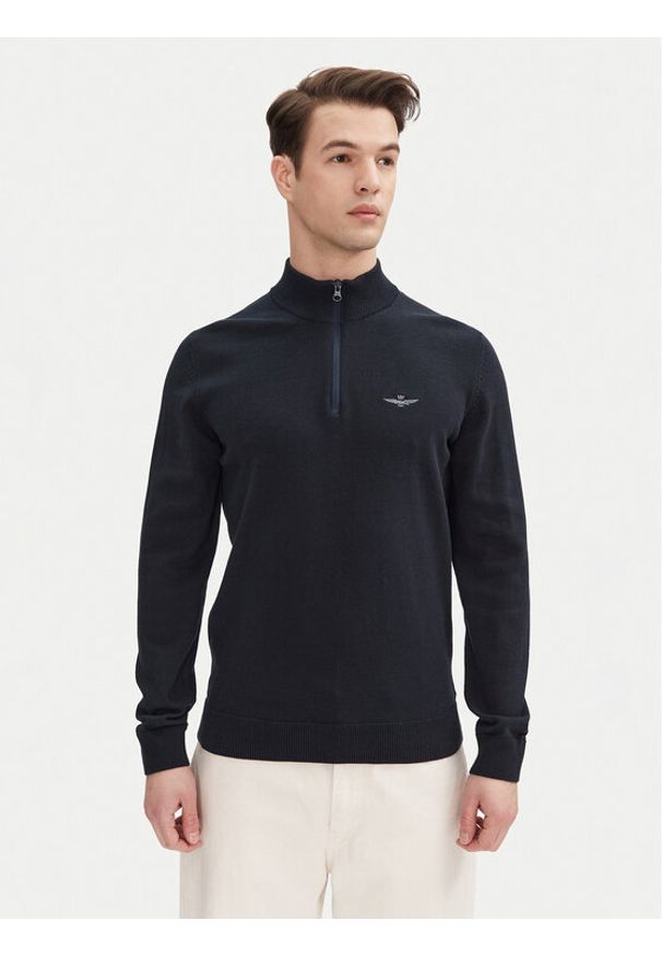Aeronautica Militare Sweter 251MA1489L506 Granatowy Regular Fit. Kolor: niebieski. Materiał: bawełna