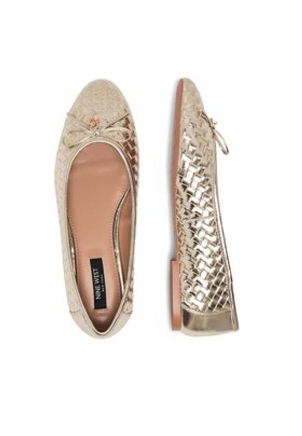 Nine West Baleriny 123AL1260 Złoty. Kolor: złoty. Materiał: skóra