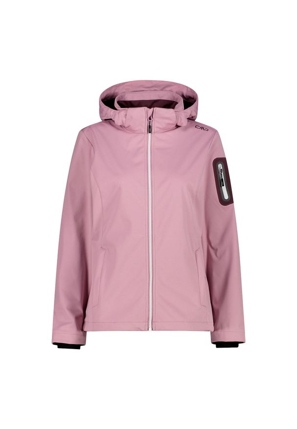Kurtka wodoodporna z odpinanym kapturem dla kobiet CMP. Typ kołnierza: kaptur. Kolor: różowy, biały, wielokolorowy. Materiał: softshell. Sport: turystyka piesza