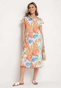 Born2be - Beżowa Bawełniana Sukienka o Koszulowym Kroju z Kieszeniami Middia. Okazja: na co dzień. Typ kołnierza: kołnierzyk klasyczny. Kolor: beżowy. Materiał: bawełna. Typ sukienki: koszulowe. Styl: klasyczny, casual, elegancki #2