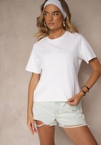 Renee - Biały Klasyczny T-shirt z Grubszej Bawełny Tiavone. Okazja: na co dzień. Kolor: biały. Materiał: bawełna. Styl: klasyczny