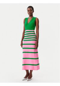 LOLA CASADEMUNT Sukienka dzianinowa LS2516005 Zielony Slim Fit. Kolor: zielony. Materiał: wiskoza, syntetyk