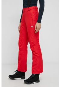 4f - 4F Spodnie damskie kolor czerwony. Kolor: czerwony. Materiał: materiał #3
