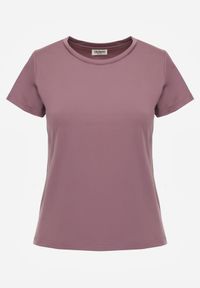 Born2be - Fioletowy Gładki T-shirt o Klasycznym Kroju Lycoris. Okazja: do domu, do pracy, na co dzień. Kolor: fioletowy. Materiał: jeans. Wzór: gładki. Styl: klasyczny #3