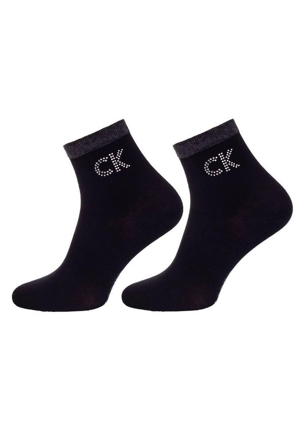 ZEAGLE - Skarpetki Calvin Klein Damsenken Big Crystal Logo 37-41. Kolor: czarny, wielokolorowy. Materiał: poliester, elastan, poliamid, bawełna