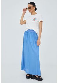 only - Only spódnica maxi rozkloszowana. Kolor: niebieski. Materiał: tkanina, włókno, materiał #3