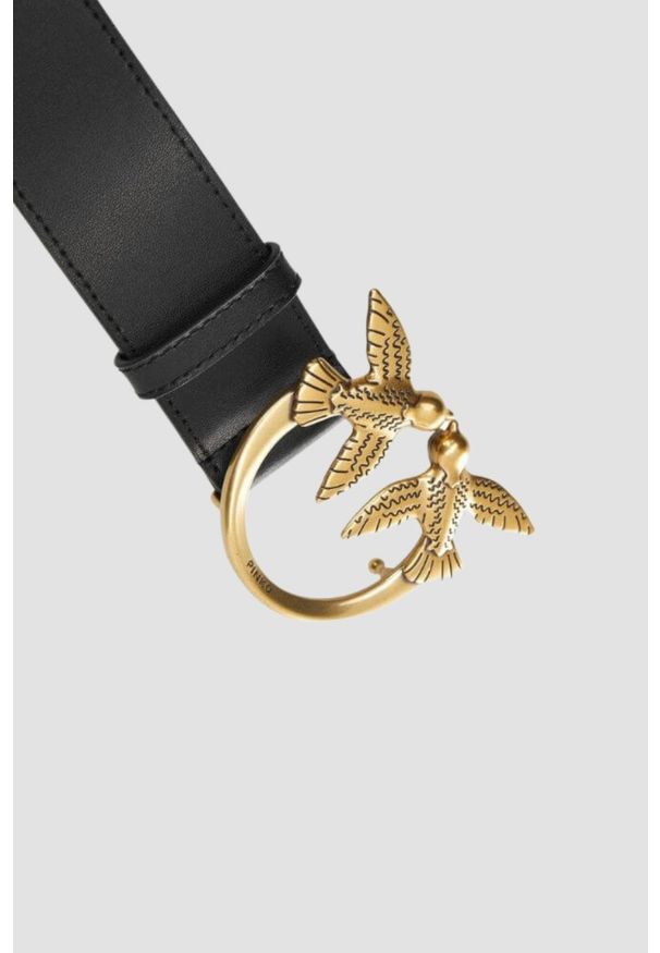 Pinko - PINKO Czarny pasek damski Love Berry H3 Belt AW25, Rozmiar S. Kolor: czarny