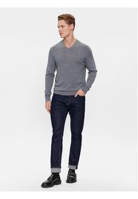 Calvin Klein Sweter K10K110423 Szary Slim Fit. Kolor: szary. Materiał: wełna #8