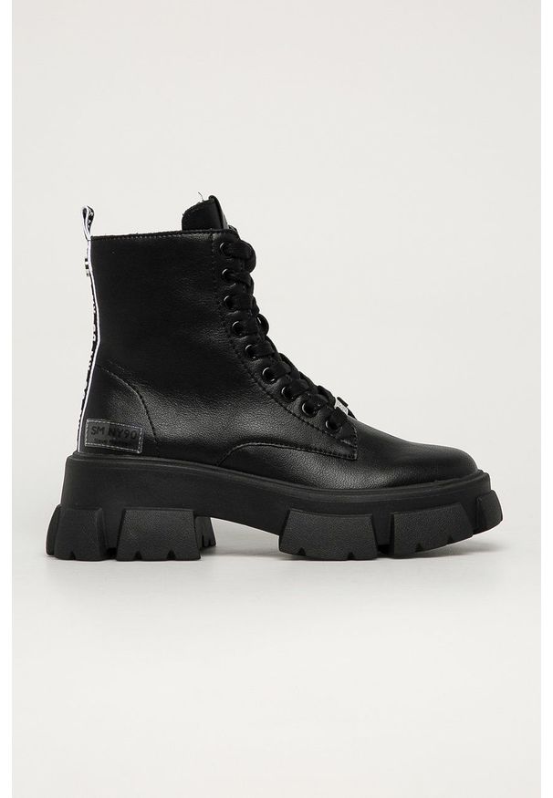 Steve Madden - Workery skórzane Tanker. Nosek buta: okrągły. Kolor: czarny. Materiał: skóra. Obcas: na platformie