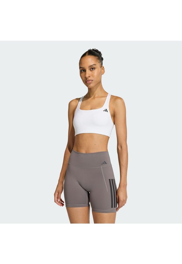 Adidas - Biustonosz Optime Workout ze średnim wsparciem. Kolor: biały. Technologia: ClimaCool (Adidas). Sport: fitness