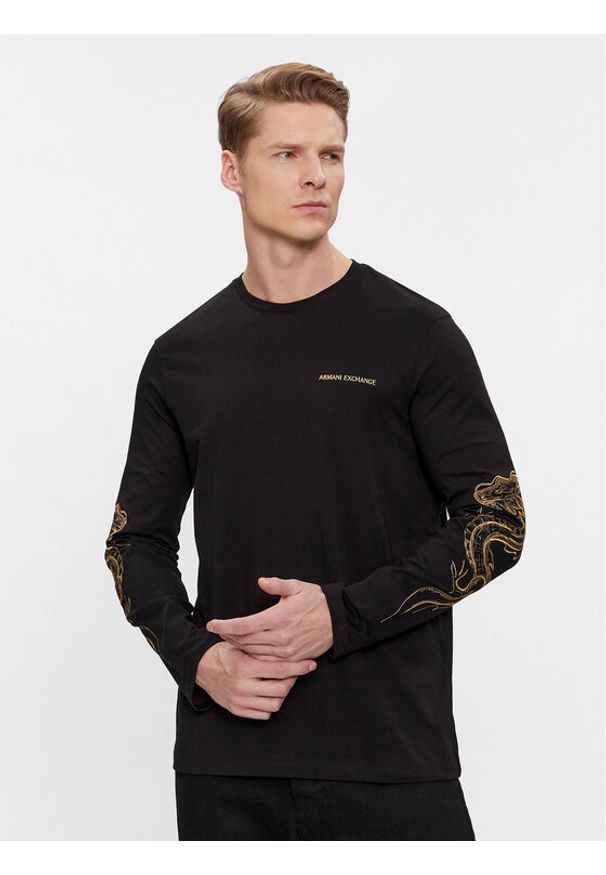 Armani Exchange Longsleeve 3DZTDE ZJ9JZ 1200 Czarny Regular Fit. Kolor: czarny. Materiał: bawełna. Długość rękawa: długi rękaw