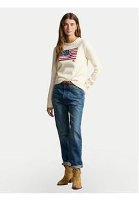 Polo Ralph Lauren Sweter 211896939002 Beżowy Straight Fit. Typ kołnierza: polo. Kolor: beżowy. Materiał: bawełna #3