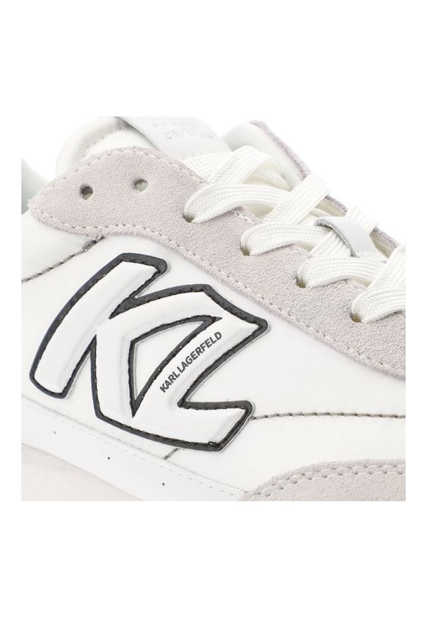 Białe Sneakersy Karl Lagerfeld Stylowe Obuwie Męskie Premium. Okazja: na spacer. Kolor: biały. Materiał: skóra, materiał, guma. Szerokość cholewki: normalna. Sport: turystyka piesza