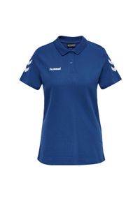 Koszulka tenisowa polo damska Hummel Go Cotton Polo Woman. Typ kołnierza: polo. Kolor: niebieski. Sport: tenis #1
