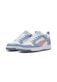 Puma - Młodzieżowe sneakersy Rebound V6 Lo PUMA White Poised Pink Cool Blue. Kolor: biały, niebieski, różowy, wielokolorowy. Sport: turystyka piesza
