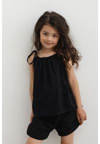 Marsala - MINI bluzka BAWEŁNIANA z wiązaniem na ramionach w kolorze TOTALLY BLACK - DAFNE-80-86 (12-18). Kolor: czarny. Materiał: bawełna. Długość rękawa: na ramiączkach. Wzór: gładki. Sezon: lato