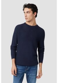Guess - GUESS Granatowy sweter męski Davin Cn Ls, Rozmiar M. Kolor: niebieski. Materiał: bawełna. Długość rękawa: długi rękaw. Długość: długie. Wzór: bez wzorów. Styl: elegancki, klasyczny #1