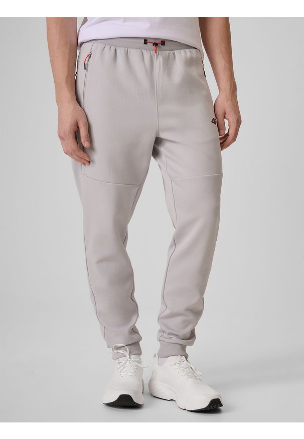 4f - 4F Spodnie dresowe joggery męskie - szare XL. Kolor: szary. Materiał: dresówka
