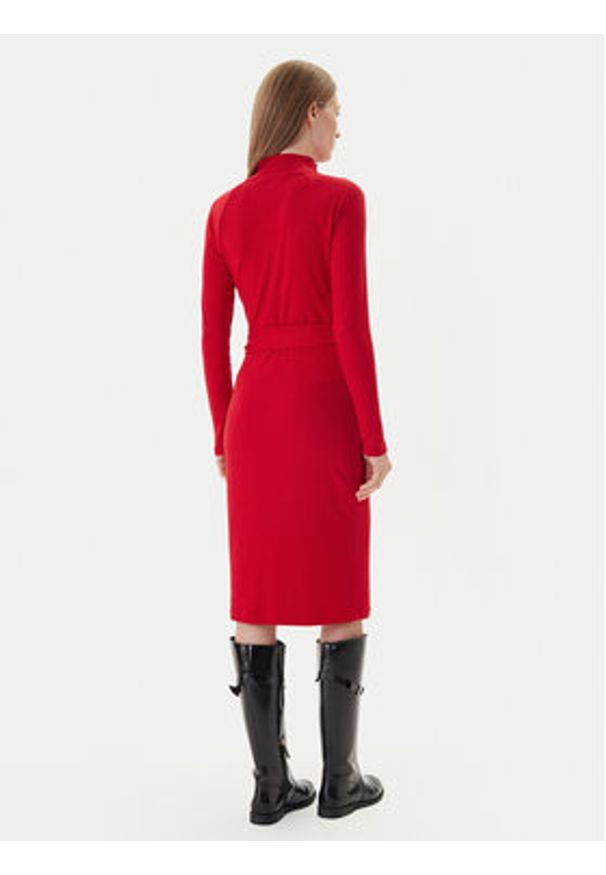 Lauren Ralph Lauren - LAUREN RALPH LAUREN Sukienka dzianinowa 200980036002 Czerwony Slim Fit. Kolor: czerwony. Materiał: bawełna