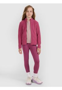 4f - 4F Polar ze stójką slim dziewczęcy - różowy 164 (13-14 lat). Typ kołnierza: kołnierzyk stójkowy. Kolor: fioletowy. Materiał: polar. Wzór: gładki. Sezon: lato. Sport: turystyka piesza, wspinaczka, snowboard, narciarstwo #2