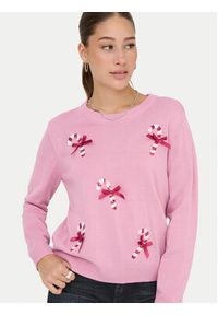 only - ONLY Sweter Xmas Shine 15355004 Różowy Regular Fit. Kolor: różowy. Materiał: syntetyk #5
