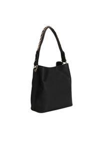 Kazar - Czarna torebka z eleganckim zapięciem i łańcuchem na pasku. Kolor: czarny. Wzór: gładki, aplikacja. Materiał: skórzane. Styl: elegancki #2